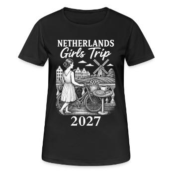Netherlands Girls' Trip 2027 - Women's Breathable T-Shirt - black - Front - AI Model Female 172 light (172cm)