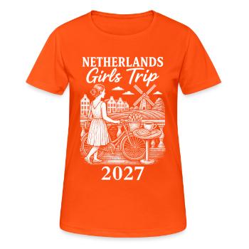 Voyage entre filles aux Pays-Bas 2027 - T-shirt respirant Femme - orange néon - Devant - AI Model Female 172 dark (172cm)