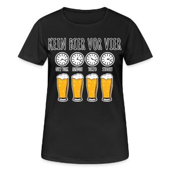 Kein Bier vor vier! Aber irgendwo ist es vier! - Frauen T-Shirt atmungsaktiv - Schwarz - Vorne - AI Model Female 172 light (172cm)