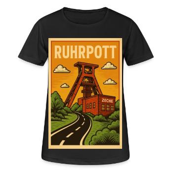 Ruhrpott - Frauen T-Shirt atmungsaktiv - Schwarz - Vorne - AI Model Female 172 light (172cm)