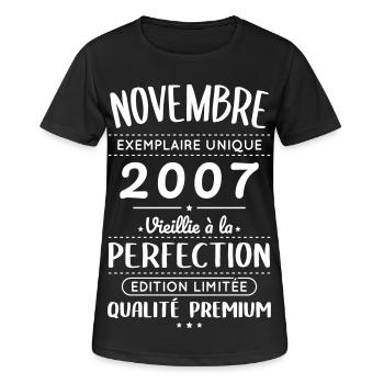 18th Birthday - November 2007 Perfection - Women's Breathable T-Shirt - black - Front - AI Model Female 172 light (172cm)