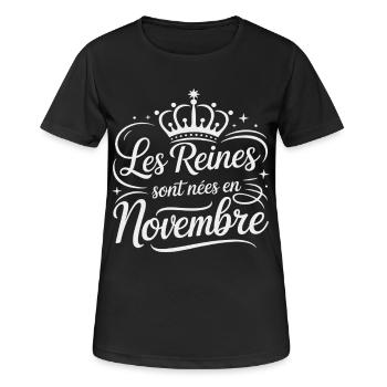 Die Königinnen wurden im November geboren Jubiläum - Frauen T-Shirt atmungsaktiv - Schwarz - Vorne - AI Model Female 172 light (172cm)
