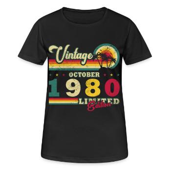 1980 Octobre 1980 Jubilé Octobre 1980 - T-shirt respirant Femme - noir - Devant - AI Model Female 172 light (172cm)