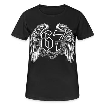 Flügelkette66 Symbolik - Frauen T-Shirt atmungsaktiv - Schwarz - Vorne - AI Model Female 172 light (172cm)