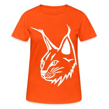 Porträt des weißen Luchses - Frauen T-Shirt atmungsaktiv - Neonorange - Vorne - AI Model Female 172 dark (172cm)