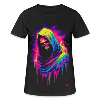 Neon Grim Reaper - Frauen T-Shirt atmungsaktiv - Schwarz - Vorne - AI Model Female 172 light (172cm)