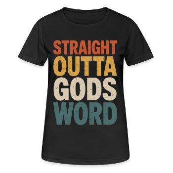 Straight Outta Gods Word - Frauen T-Shirt atmungsaktiv - Schwarz - Vorne - AI Model Female 172 light (172cm)