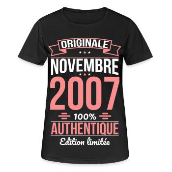 18th Birthday - Original - November 2007 - Women's Breathable T-Shirt - black - Front - AI Model Female 172 light (172cm)