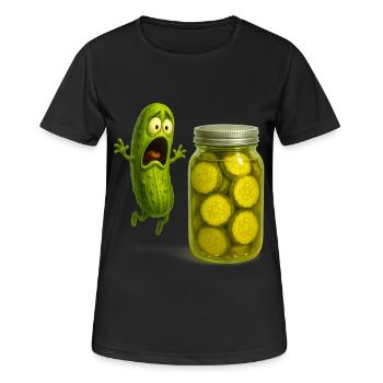 Ängstliche Gurke und humorvolles Glas - Frauen T-Shirt atmungsaktiv - Schwarz - Vorne - AI Model Female 172 light (172cm)