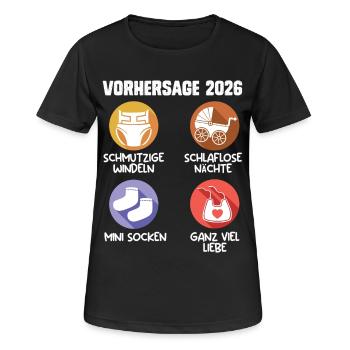 Bald Mama VORHERSAGE 2026 Lustiges - Frauen T-Shirt atmungsaktiv - Schwarz - Vorne - AI Model Female 172 light (172cm)