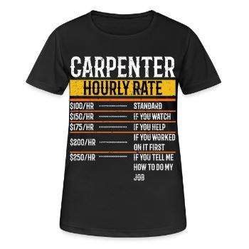Charpentier Taux horaire Ouvrier Charpenterie Travail du bois - T-shirt respirant Femme - noir - Devant - AI Model Female 172 light (172cm)