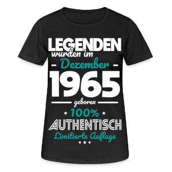 60e anniversaire - Les légendes ont été créées en décembre 1965 - T-shirt respirant Femme - noir - Devant - AI Model Female 172 light (172cm)