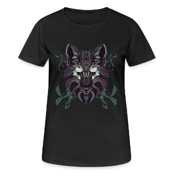 Loup Ornemental Turquoise - T-shirt respirant Femme - noir - Devant - AI Model Female 172 light (172cm)