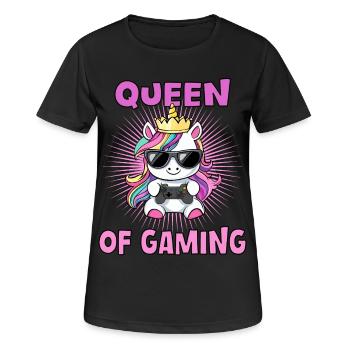 Queen of gaming - unicorn - Women's Breathable T-Shirt - black - Front - AI Model Female 172 light (172cm)