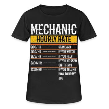 Mécanicien Taux horaire Mécanicien automobile Taux de main-d’œuvre - T-shirt respirant Femme - noir - Devant - AI Model Female 172 light (172cm)