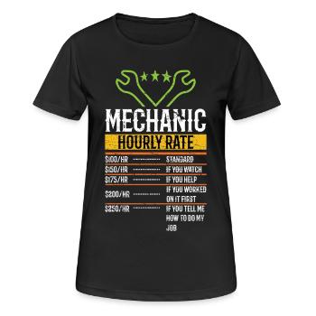 Mécanicien Taux horaire Mécanicien automobile Taux de main-d’œuvre - T-shirt respirant Femme - noir - Devant - AI Model Female 172 light (172cm)