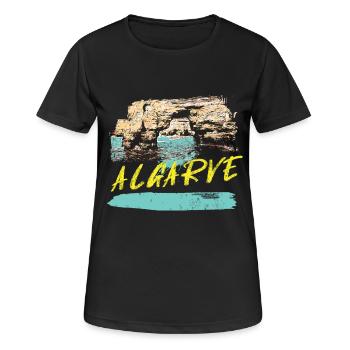Falaises Algarve illustration Portugal - T-shirt respirant Femme - noir - Devant - AI Model Female 172 light (172cm)
