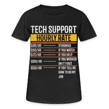 Support technique Taux horaire Programmeur Technique - T-shirt respirant Femme - noir - Devant - AI Model Female 172 light (172cm)