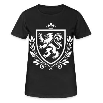 Lion Coat of Arms Design – Middle Ages & Pride - Women's Breathable T-Shirt - black - Front - AI Model Female 172 light (172cm)