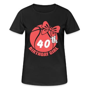 Basketball 40. Geburtstag Basketballerin - Frauen T-Shirt atmungsaktiv - Schwarz - Vorne - AI Model Female 172 light (172cm)