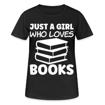 Just a girl who loves books - Frauen T-Shirt atmungsaktiv - Schwarz - Vorne - AI Model Female 172 light (172cm)