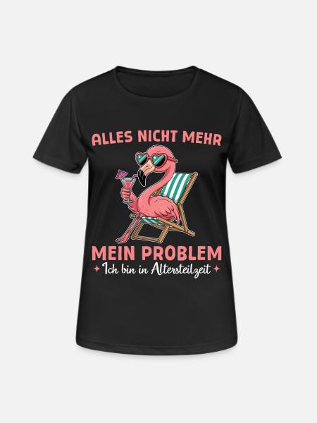 Altersteilzeit Flamingo - Angehende Rentnerin - Frauen T-Shirt atmungsaktiv - Schwarz