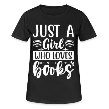 Just a girl who loves books - Frauen T-Shirt atmungsaktiv - Schwarz - Vorne - AI Model Female 172 light (172cm)