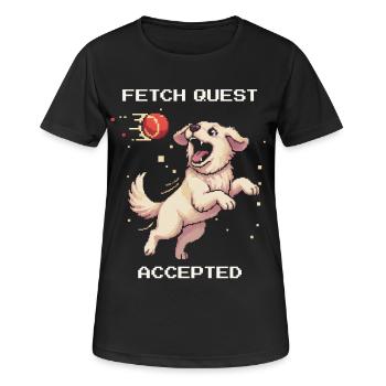 Fetch-Quest angenommen | Hund spielt Ball - Frauen T-Shirt atmungsaktiv - Schwarz - Vorne - AI Model Female 172 light (172cm)