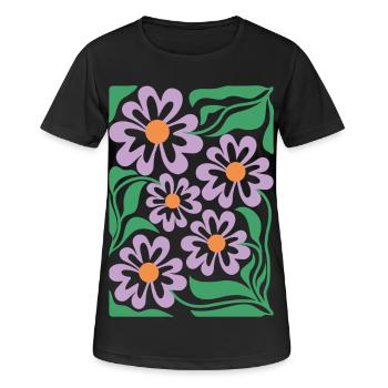 Motif floral violet Boho Flora - T-shirt respirant Femme - noir - Devant - AI Model Female 172 light (172cm)