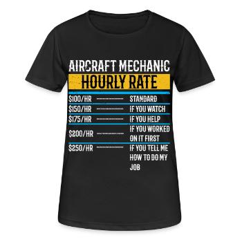 Flugzeugtechniker Stundensatz Flugzeug Flugzeug - Frauen T-Shirt atmungsaktiv - Schwarz - Vorne - AI Model Female 172 light (172cm)