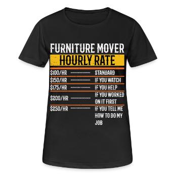 Funny Furniture Mover Hourly Rate - Women's Breathable T-Shirt - black - Front - AI Model Female 172 light (172cm)