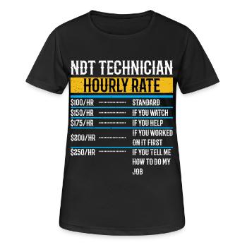 Technicien CND Taux horaire - Ingénieur CND drôle - T-shirt respirant Femme - noir - Devant - AI Model Female 172 light (172cm)