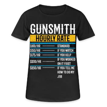 Armurier Taux horaire Forgeron Réparateur d’armes - T-shirt respirant Femme - noir - Devant - AI Model Female 172 light (172cm)