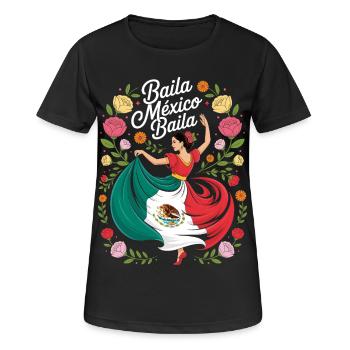 Folklore Tanz Mexiko Mexikanische Frau - Frauen T-Shirt atmungsaktiv - Schwarz - Vorne - AI Model Female 172 light (172cm)