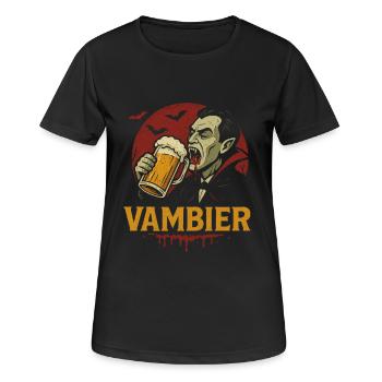 Vampir trinkt Bier Retro Logo - Frauen T-Shirt atmungsaktiv - Schwarz - Vorne - AI Model Female 172 light (172cm)