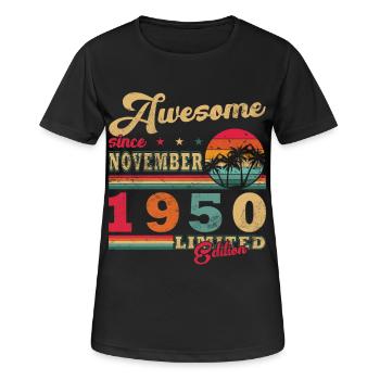 November 1950 Jubiläum November 1950 November - Frauen T-Shirt atmungsaktiv - Schwarz - Vorne - AI Model Female 172 light (172cm)