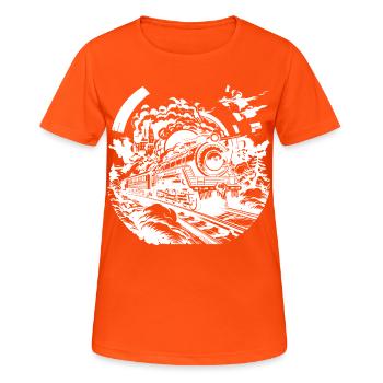 Croquis ferroviaire - T-shirt respirant Femme - orange néon - Devant - AI Model Female 172 dark (172cm)