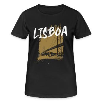 Lissabon, 25. April Brücke über den Tejo, Portugal - Frauen T-Shirt atmungsaktiv - Schwarz - Vorne - AI Model Female 172 light (172cm)