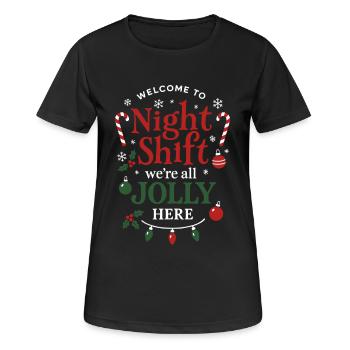 NachtSchicht Jolly Weihnachtsteam - Frauen T-Shirt atmungsaktiv - Schwarz - Vorne - AI Model Female 172 light (172cm)