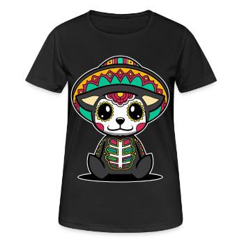 Hund dia de muertos kawaii mexikanischer Schädel - Frauen T-Shirt atmungsaktiv - Schwarz - Vorne - AI Model Female 172 light (172cm)