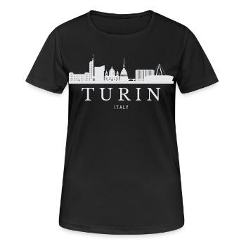 Turin Skyline, Turin Italie - T-shirt respirant Femme - noir - Devant - AI Model Female 172 light (172cm)