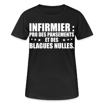 Infirmier pro des pansements et des blagues nulles - T-shirt respirant Femme - noir - Devant - AI Model Female 172 light (172cm)