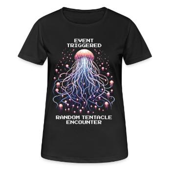 Événement déclenché : Tentacules aléatoires | Méduse - T-shirt respirant Femme - noir - Devant - AI Model Female 172 light (172cm)