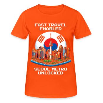 Schnellreise aktiv | Seoul Metro freigeschaltet - Frauen T-Shirt atmungsaktiv - Neonorange - Vorne - AI Model Female 172 dark (172cm)