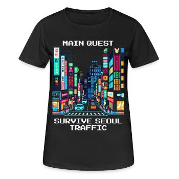 Quête principale : survivre au trafic de Séoul | Corée - T-shirt respirant Femme - noir - Devant - AI Model Female 172 light (172cm)