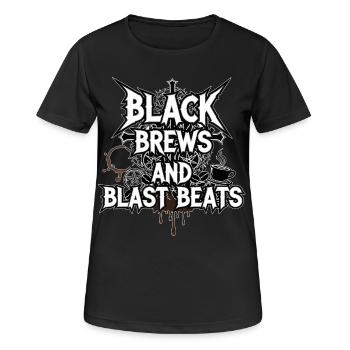 Black Brews and Blast Beats - Frauen T-Shirt atmungsaktiv - Schwarz - Vorne - AI Model Female 172 light (172cm)