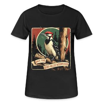 Elfenbein Specht Vogelbeobachter - Frauen T-Shirt atmungsaktiv - Schwarz - Vorne - AI Model Female 172 light (172cm)