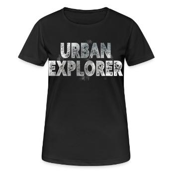 Urban Explorer - Frauen T-Shirt atmungsaktiv - Schwarz - Vorne - AI Model Female 172 light (172cm)