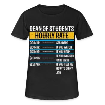 Drôle doyen des étudiants Taux horaire - T-shirt respirant Femme - noir - Devant - AI Model Female 172 light (172cm)