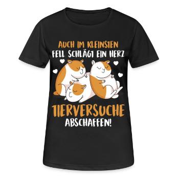 Tierwohl AUCH IM KLEINSTENLL SCHLÄGT EIN HERZ - Frauen T-Shirt atmungsaktiv - Schwarz - Vorne - AI Model Female 172 light (172cm)